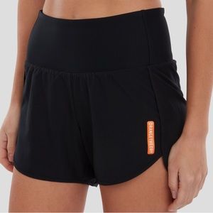 Orangetheory Women High Waisted Rib Run Shorts Medium Black